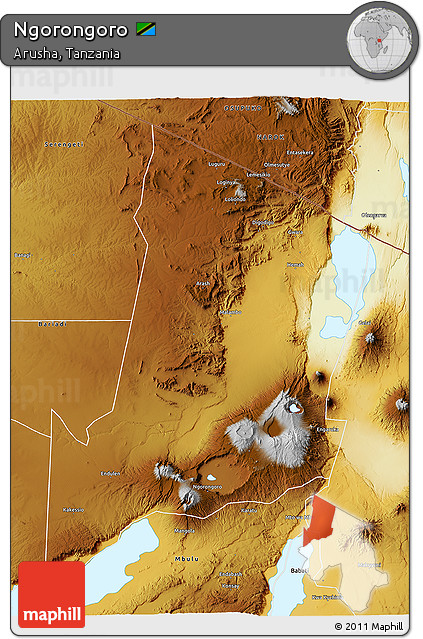 Physical 3D Map of Ngorongoro