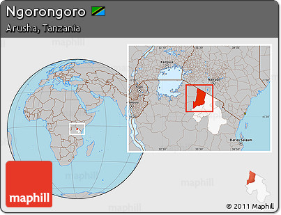 Gray Location Map of Ngorongoro, highlighted parent region