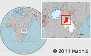 Gray Location Map of Ngorongoro, highlighted parent region, hill shading