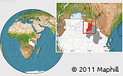 Satellite Location Map of Ngorongoro, highlighted country, highlighted parent region