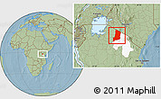 Savanna Style Location Map of Ngorongoro, highlighted parent region, hill shading