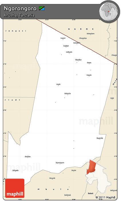Classic Style Simple Map of Ngorongoro
