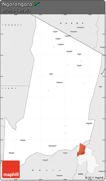 Silver Style Simple Map of Ngorongoro