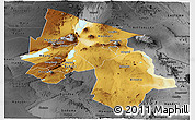 Physical Panoramic Map of Arusha, darken, desaturated