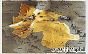 Physical Panoramic Map of Arusha, darken, semi-desaturated