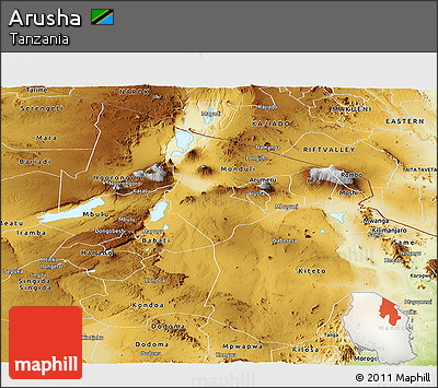 Physical Panoramic Map of Arusha