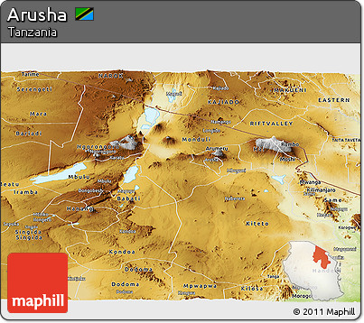 Physical Panoramic Map of Arusha