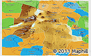 Physical Panoramic Map of Arusha, political outside