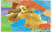 Physical Panoramic Map of Arusha, political shades outside