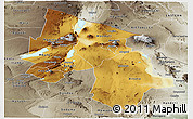 Physical Panoramic Map of Arusha, semi-desaturated