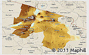 Physical Panoramic Map of Arusha, shaded relief outside