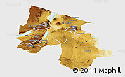 Physical Panoramic Map of Arusha, single color outside