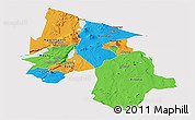 Political Panoramic Map of Arusha, cropped outside