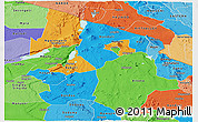 Political Panoramic Map of Arusha, political shades outside