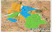 Political Panoramic Map of Arusha, satellite outside