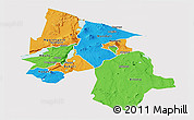 Political Panoramic Map of Arusha, single color outside