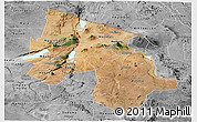 Satellite Panoramic Map of Arusha, desaturated