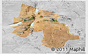 Satellite Panoramic Map of Arusha, lighten, desaturated