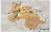Satellite Panoramic Map of Arusha, lighten, semi-desaturated