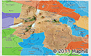 Satellite Panoramic Map of Arusha, political shades outside