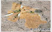 Satellite Panoramic Map of Arusha, semi-desaturated