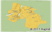 Savanna Style Panoramic Map of Arusha, single color outside