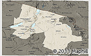 Shaded Relief Panoramic Map of Arusha, darken