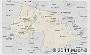 Shaded Relief Panoramic Map of Arusha, desaturated