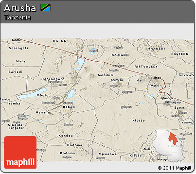 Shaded Relief Panoramic Map of Arusha