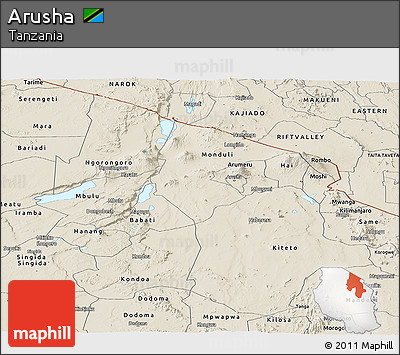 Shaded Relief Panoramic Map of Arusha