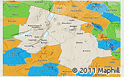 Shaded Relief Panoramic Map of Arusha, political outside