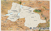 Shaded Relief Panoramic Map of Arusha, satellite outside