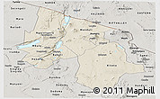 Shaded Relief Panoramic Map of Arusha, semi-desaturated
