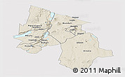 Shaded Relief Panoramic Map of Arusha, single color outside