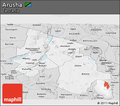 Silver Style Panoramic Map of Arusha