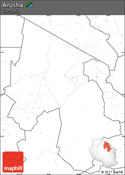 Blank Simple Map of Arusha, no labels