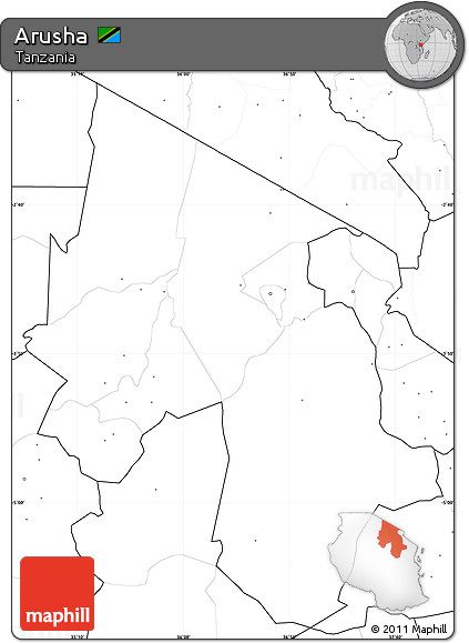 Blank Simple Map of Arusha, no labels