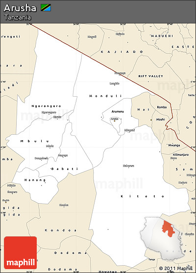 Classic Style Simple Map of Arusha