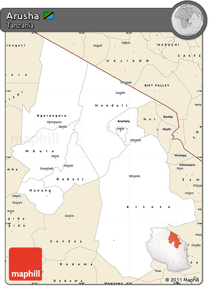 Classic Style Simple Map of Arusha