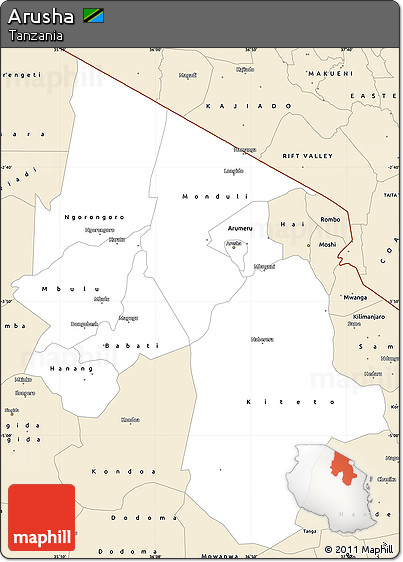 Classic Style Simple Map of Arusha