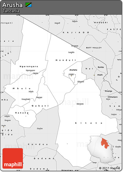 Silver Style Simple Map of Arusha