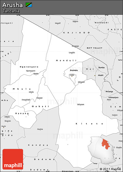 Silver Style Simple Map of Arusha