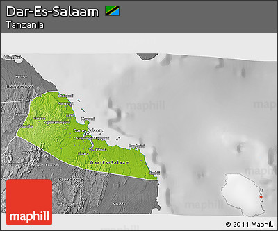 Physical 3D Map of Dar-Es-Salaam, desaturated