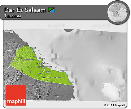 Physical 3D Map of Dar-Es-Salaam, desaturated