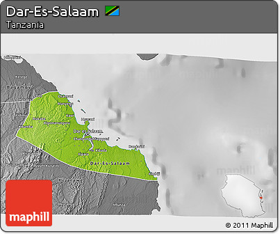Physical 3D Map of Dar-Es-Salaam, desaturated