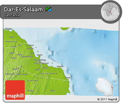 Physical 3D Map of Dar-Es-Salaam