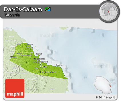 Physical 3D Map of Dar-Es-Salaam, lighten