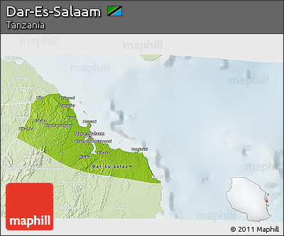 Physical 3D Map of Dar-Es-Salaam, lighten