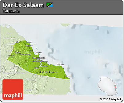 Physical 3D Map of Dar-Es-Salaam, lighten