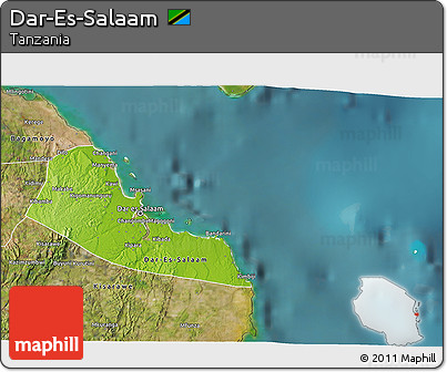 Physical 3D Map of Dar-Es-Salaam, satellite outside